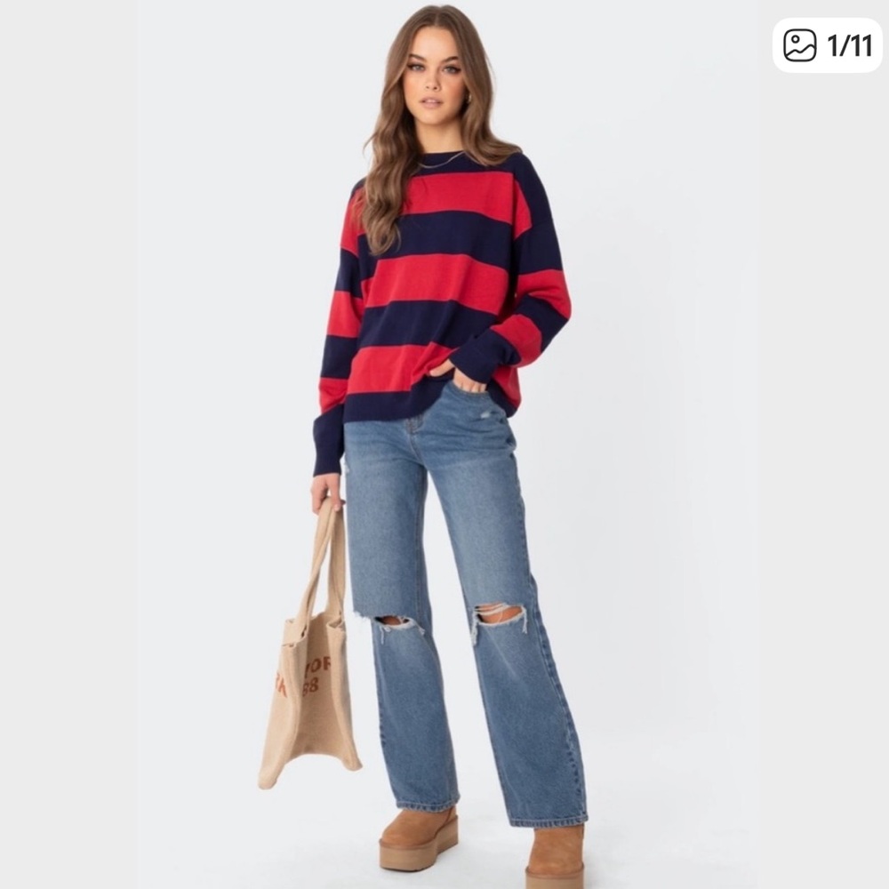 New Edikted Logan Light Knit Oversized Sweater